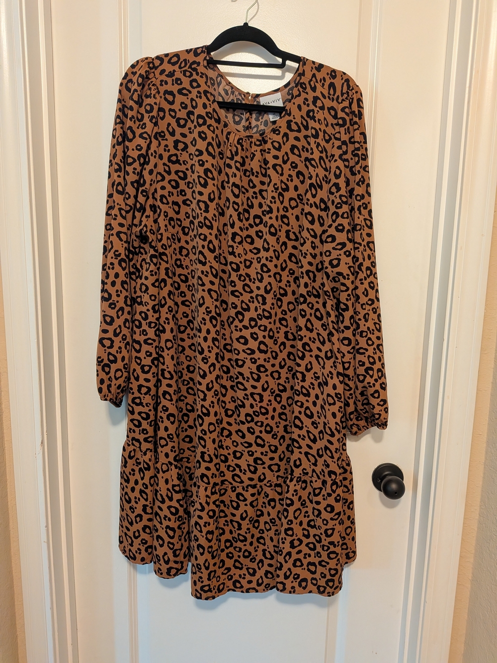 Ava & Viv Leopard Print Tiered Tunic - Brown & Black